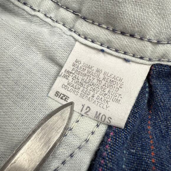 VTG OshKosh B'gosh Vestback Baby 12‎ months Blue Striped USA Made Bib Overalls - Picture 11 of 11